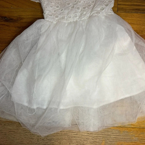 Baby Toddler Girls Embroidered Eyelet Tulle Dress Princess Girl Ruffle 9-12 M - Picture 8 of 13